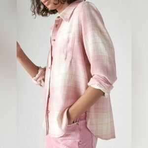 Lucky brand pink plaid flannel size xs nwt